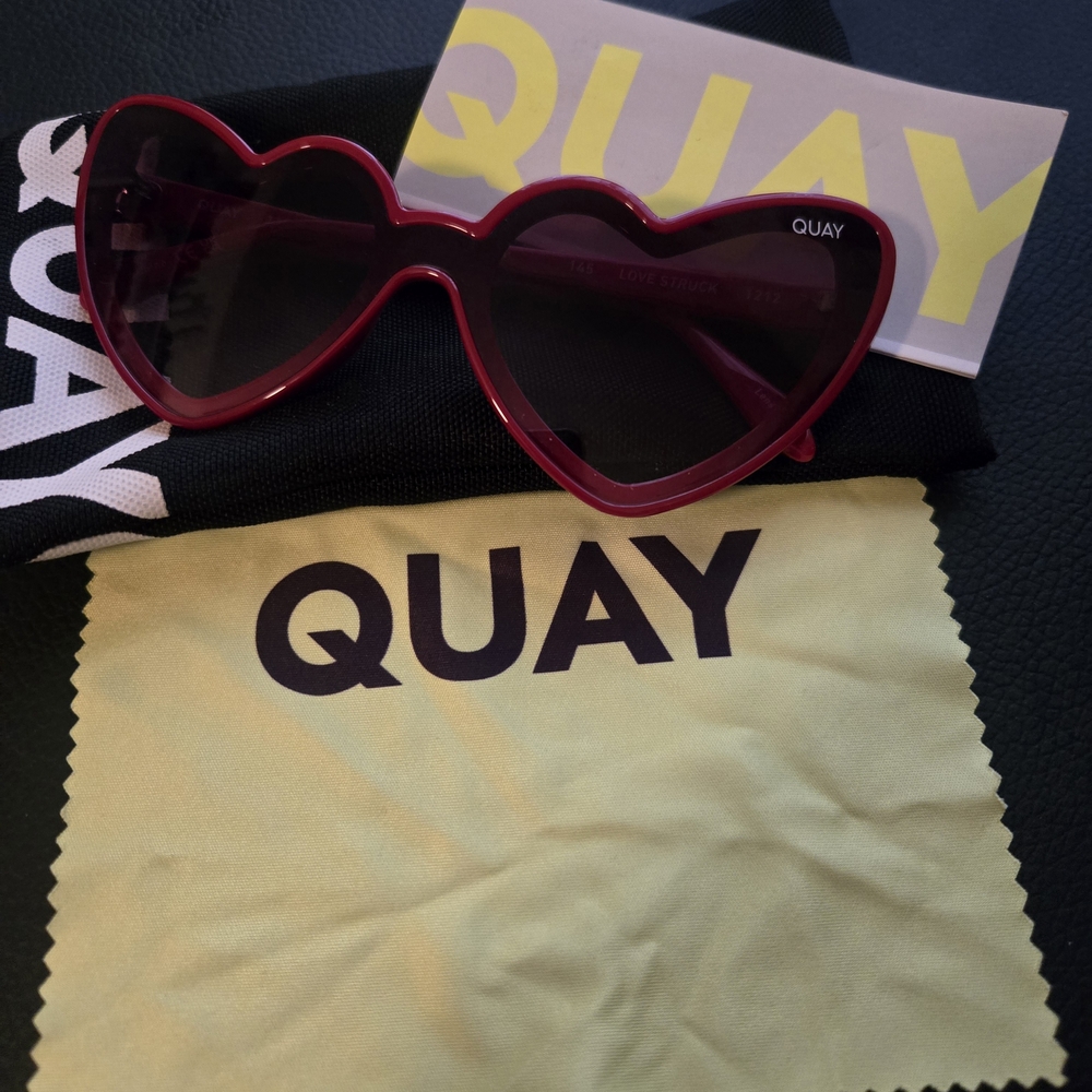Quay Australia Red Heart-Shaped Sunglasses